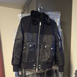 Diesel Black Bomber Jacket with Fur Collar & Lining
